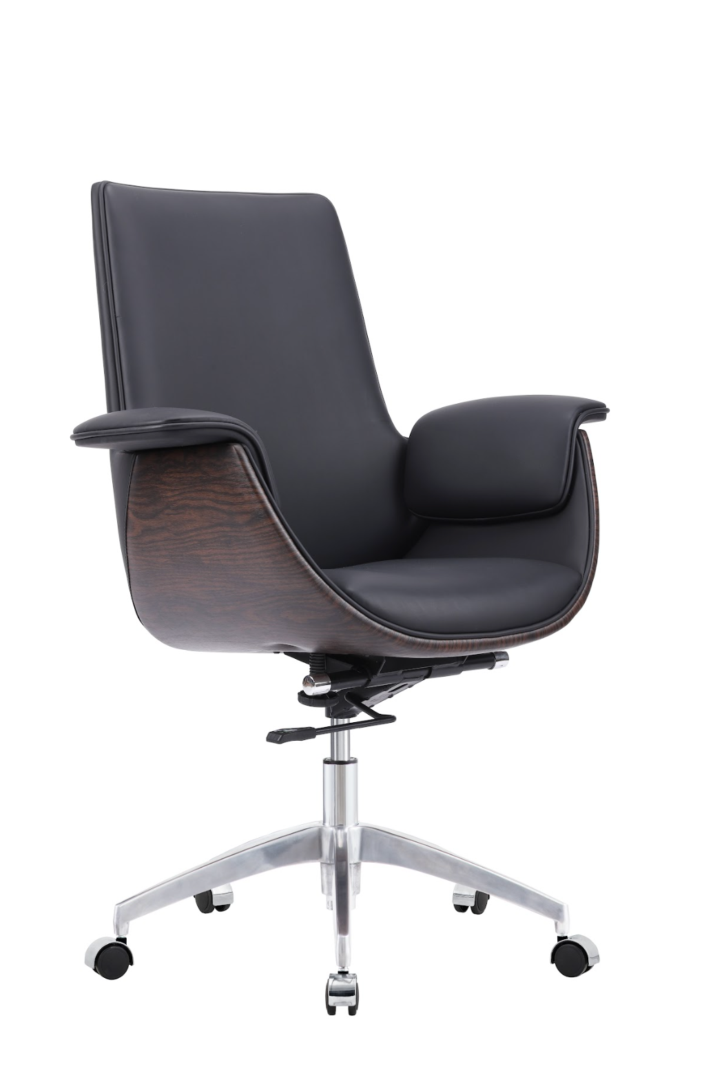 Modern Black Leather Swivel Chair G-06B