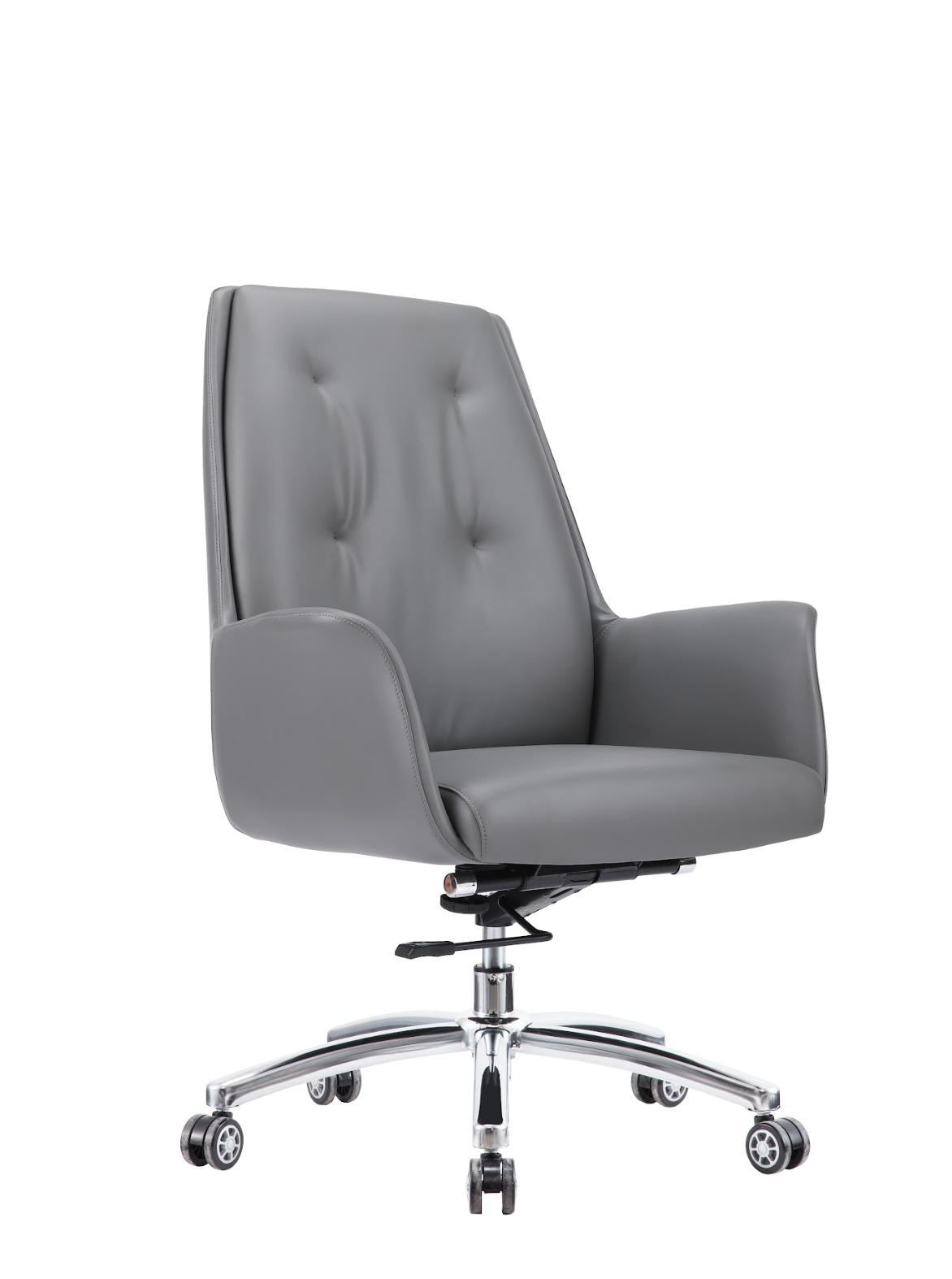 Modern Grey Leather Swivel Chair G-04B