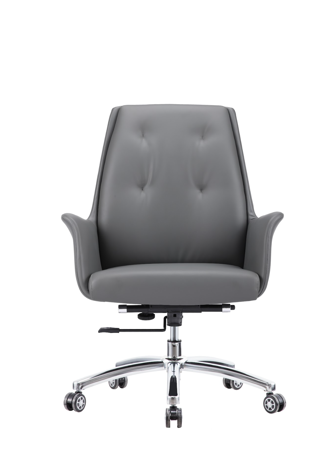 Modern Grey Leather Swivel Chair G-04B