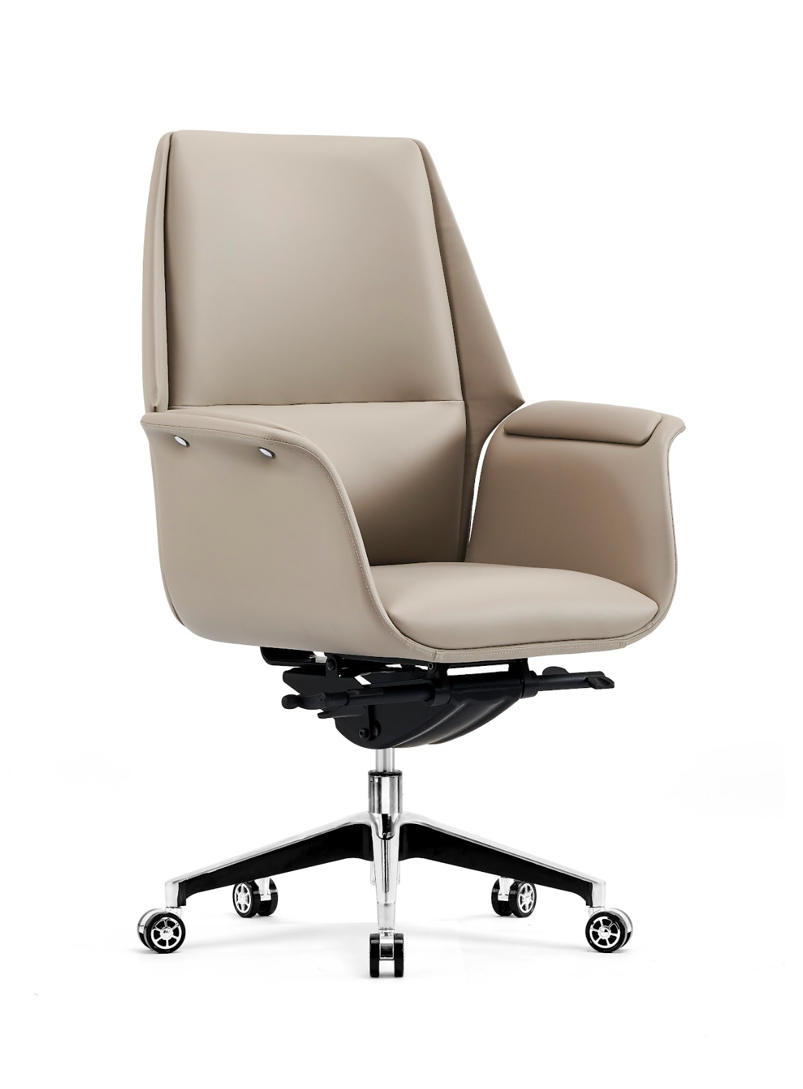Classic Beige Leather Swivel Chair G-02B